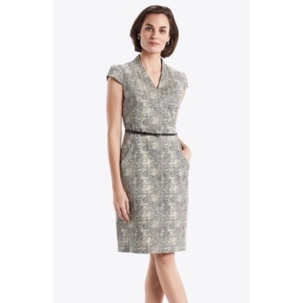 MM LaFleur Felisa Dress‎ The Felisa Dress Scribble Jacquard Sz 10 No Belt
